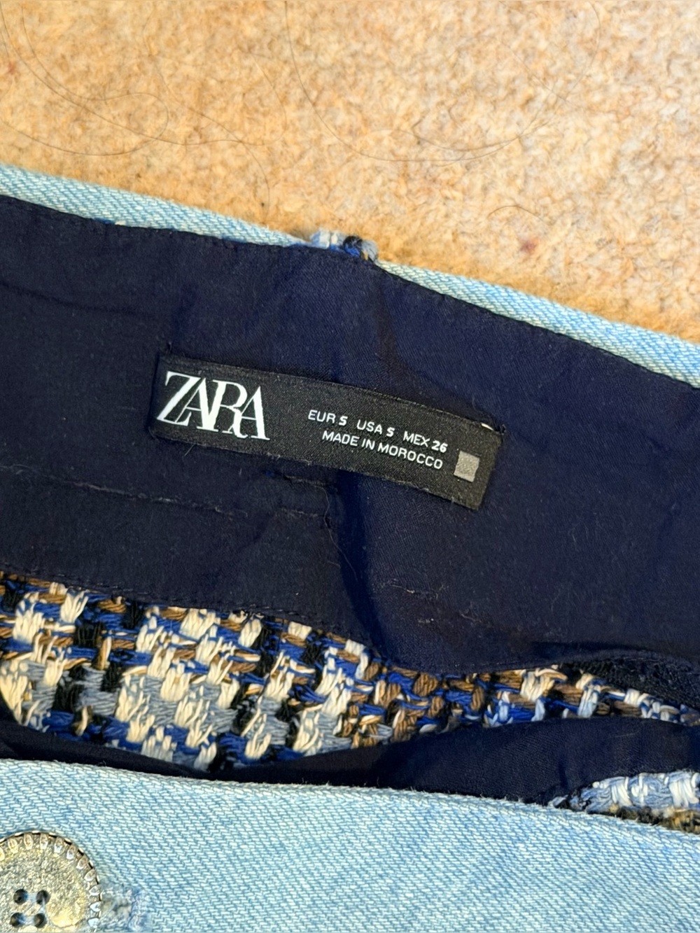 Zara Tweed High Rise Blue Plaid Miniskirt - Picture 6 of 6
